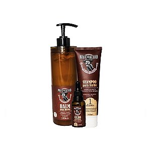 Kit Shampoo para Barba + Balm para Barba 500g + Óleo Para Barba