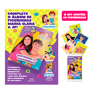 Kit de 10 envelopes com 50 cromos - Livro ilustrado oficial Maria Clara e JP