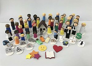 Bonecos para Constelação Familiar na água e na mesa com 65 peças - EVA
