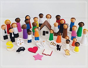 Bonecos para Constelação Familiar na água e na mesa com 40 peças - EVA