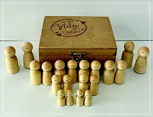 Bonecos em Madeira Peg Doll para Constelação Sistêmica - 20 peças