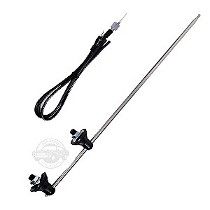 Antena Cromada 4 Estágios Com Cabo Vw Kombi E Fusca