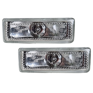 Kit Par Farol Auxiliar Retangular Cristal Cromado Universal Automotivo