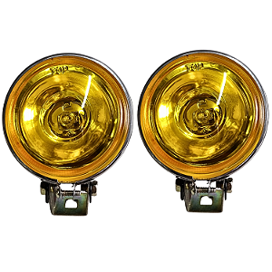 Par Farol de Milha Amarelo Redondo 3” Universal – Estilo Antigo Fusca, Gol, Escort, Chevette e Opala