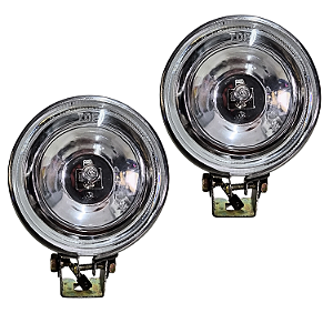 Par Farol de Milha Neblina Redondo 90mm – Lente em Vidro, Carcaça em Metal e Suporte Universal