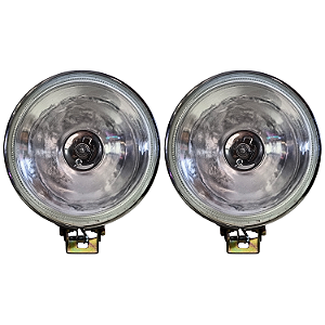 Par Farol Auxiliar Preto 130mm Estilo Retrô com Lente em Vidro Carros Clássicos