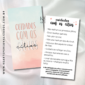 Cartão Cuidados: Cílios - 30 unidades | Pronta Entrega