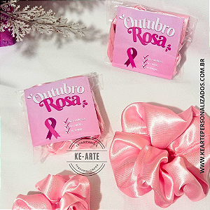 Scrunchie + Cartão - Coleção Outubro Rosa