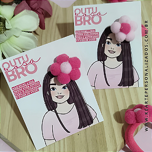 Xuxinha flor de pompom - Coleção Outubro Rosa