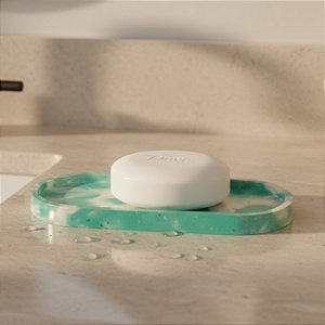 Bandeja Decorativa Verde Calm – Concreto Marmorizado