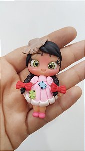 Boneca Junina Biscuit vestido rosa