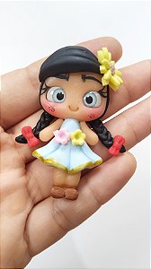 Boneca Junina Biscuit vestido azul