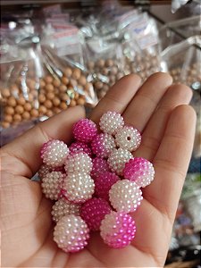 Pérola craquelada 12 mm 20g rosa + branco