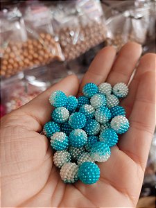 Pérola craquelada 10 mm 20g azul + branco