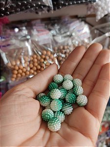 Pérola craquelada 10 mm 20g verde + branco