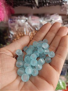 Miçanga fosca transparente 8 mm 20g azul