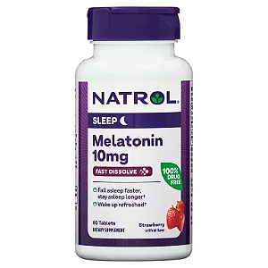Melatonina - 10 mg - Fast Dissolve Sabor Morango - 60 comprimidos | Natrol
