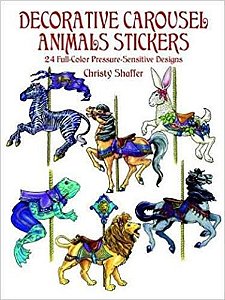 Decorative Carousel Animals Stickers - 24 Full-Color Pressure-Sensitive Designs