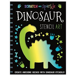 Scratch And Sparkle Dinosaur Stencil Art - Book Including Wooden Scratcher, Stencils And Scratch-Off Card!