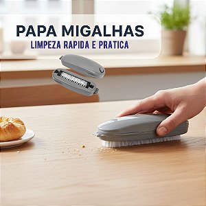 Escova Papa Migalhas | Limpeza Prática Toalhas Estofados Farelos Migalhas Pelos | Escova Rotativa com Reservatório Interno | Vassourinha de Mesa