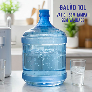 Galão de Água 10 Litros – Novo, Sem Tampa, Produzido em Material Reciclado | Sem água | Bombona Plástica | Garrafão | Sem Marcação de Validade | Recipiente Individual para Engarrafar e Armazenar Água