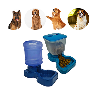 Kit Bebedouro e Tratador Automático para Cães de Médio e Grande Porte | Alta Capacidade | 10 litros para água | 8 litros para ração
