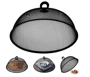 Tela Protetora de Alimentos em Metal 24,5cm | Tela Mosquiteiro Alimentos | Tampa Telada | Proteção contra Insetos e Poeira, Design Retrátil e Resistente