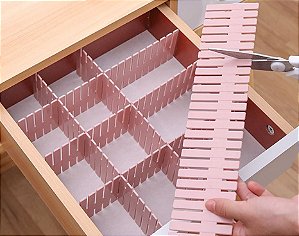 Kit com 4 Tiras Organizadora Divisória Gavetas Separador Colmeia Para Gavetas Ajustavel Estilo Cerca