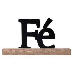 Palavra De Mesa Fé Com Base Em Mdf Preto Decoração Acabamento Premium