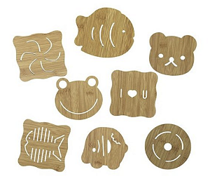 Descanso de Panela MDF Bambu 17x17cm | Proteção, Estilo e Versatilidade para sua Mesa e Decoração | KIT com 4 - Envio de forma Aleatória. (Kit com 4 Unidades Aleatórias)