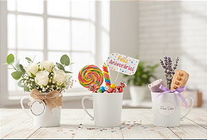 Kit 10 Canecas 400ml Plástico Personalizadas | Festas Crianças Merenda Cantina Escola Brindes