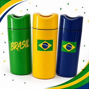 Kit Seleção Brasil | 3 Porta Garrafas Térmico 600ml Verde Amarelo Azul | Cerveja Gelada | Copa do Mundo | Presente Criativo Torcedor
