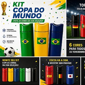 Kit Seleção Escolha | 3 Porta Garrafas Térmico 600ml | Cerveja Gelada | Copa do Mundo | Presente Criativo Torcedor | Escolha suas cores