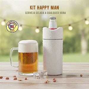 Kit Cheers 4 Peças – Caneca Chopp, Porta Latão, Pilão e Abridor