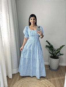 Vestido xadrez azul