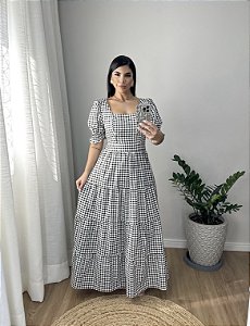 Vestido xadrez preto
