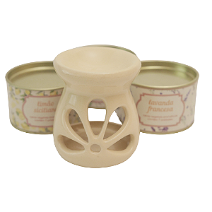 Difusor de cerâmica flor bege