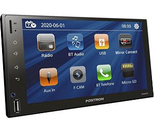 Central Multimídia Positron 7" Sp8340Th Touch Espelhamento Android Ios Via Cabo Usb Bluetooth Usb Microsd