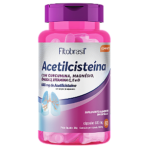 Acetilcisteína + Curcumina, Magnésio, Vitamina C, Vitamina E e Vitamina D – 60 cápsulas de 600mg