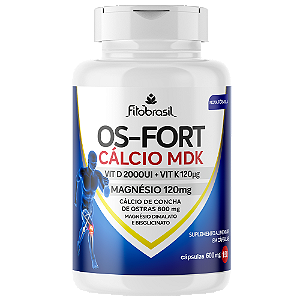 OS-FORT CÁLCIO MDK - Suplemento de Cálcio à base de Concha de Ostras com Magnésio, Vit D3 e K2 - 150 cáps