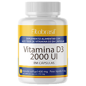 Vitamina D3 em caps 2000 UI - 60 cáps