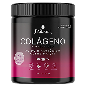 Colágeno Hidrolisado + Ácido Hialurônico + Coenzima Q10 e mais - Sabor Cranberry 300g