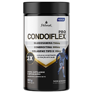 Condoiflex Pro (Glucosamina 750mg, Condroitina 600mg e Colágeno Tipo II 40mg) 150g - Sabor Morango