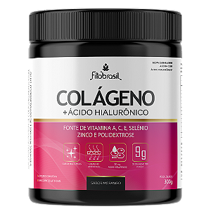 Colágeno 9g com 50 mg de ácido hialurônico, vitamina A, C, E selênio e zinco (nova fórmula) - Morango 300g