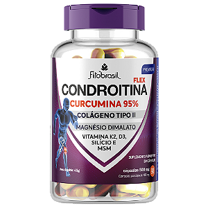 Condroitina flex (Condroitina, Colág. II, Curcumina, MSM e +) - 90 cáps - 400mg