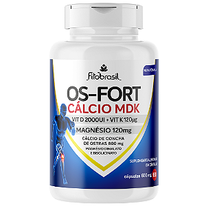 OS-FORT CÁLCIO MDK - Suplemento de Cálcio à base de Concha de Ostras com Magnésio, Vit D3 e K2 - 150 cáps