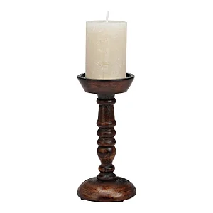 Castiçal de Madeira Maciça de Mangueira – 20 cm