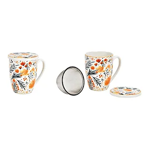 Caneca para Cha com Filtro e Tampa em Porcelana - Importada da Alemanha