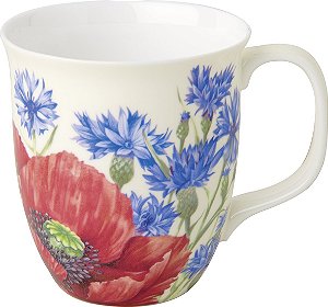 Caneca em Porcelana Fina POPPY AND CORNFLOWERS - Importada da Alemanha