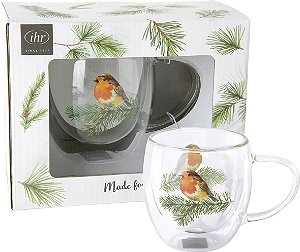 Caneca em Vidro Duplo Transparente - CHARMING ROBIN